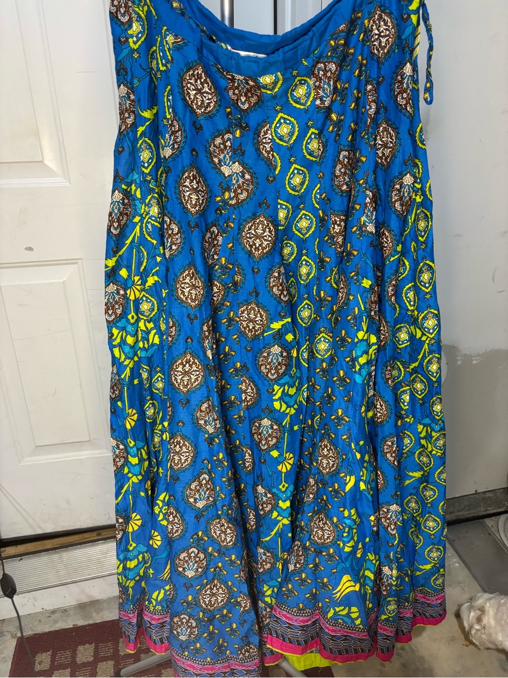 BIBA Women’s Large Blue Paisley Boho Palazzo Pants Wide Leg 100%‎ Cotton